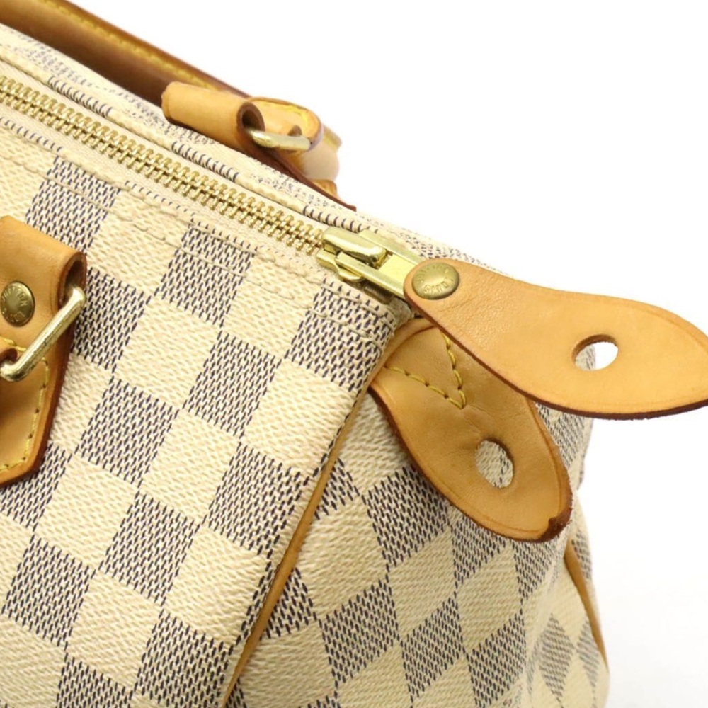 - Louis Vuitton speedy 25 Tan and Cream Checkered Satchel with Gold Accents - Picture 9 of 11